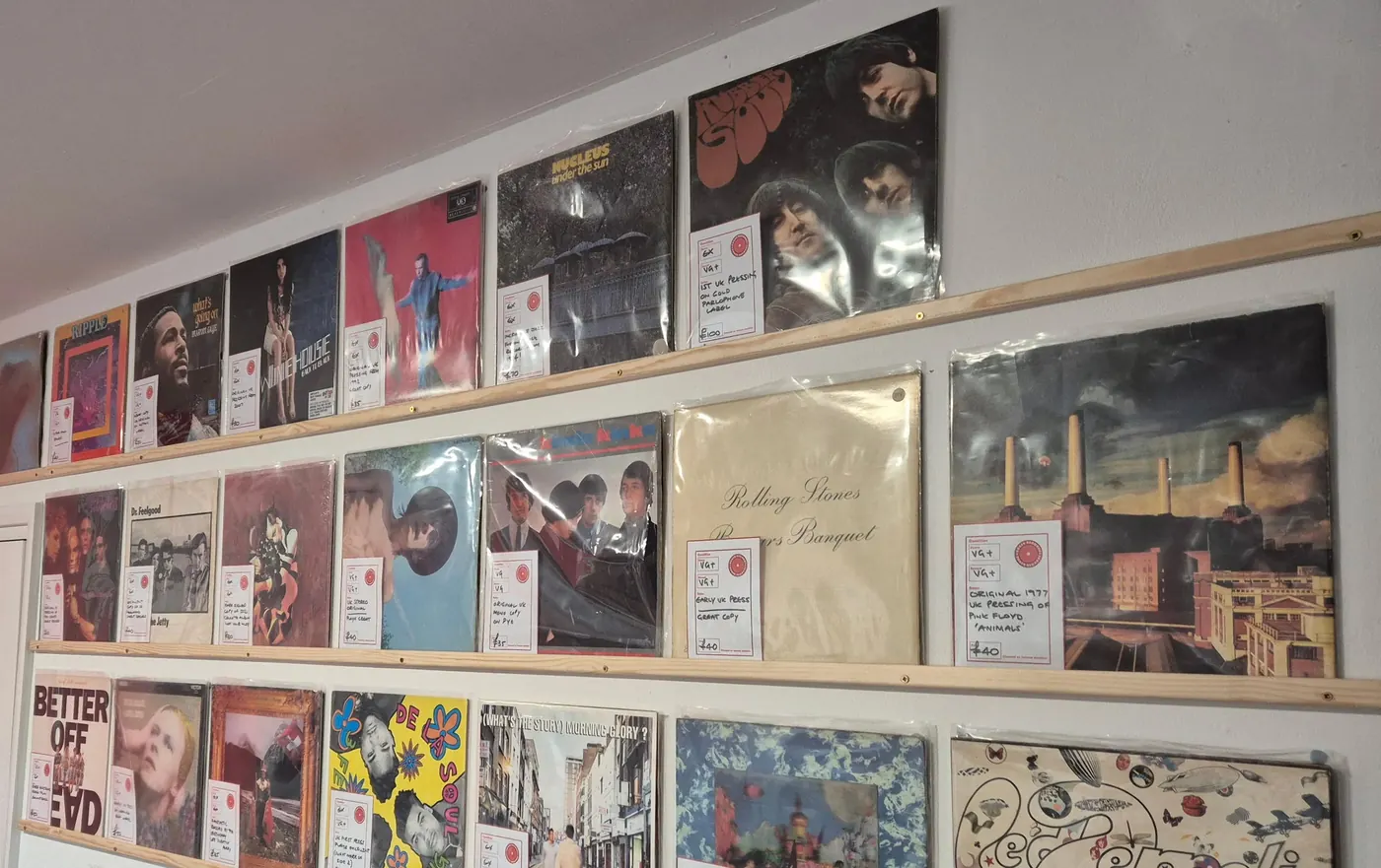 Record racks at Roker Records, hand-picked second-hand and new vinyl